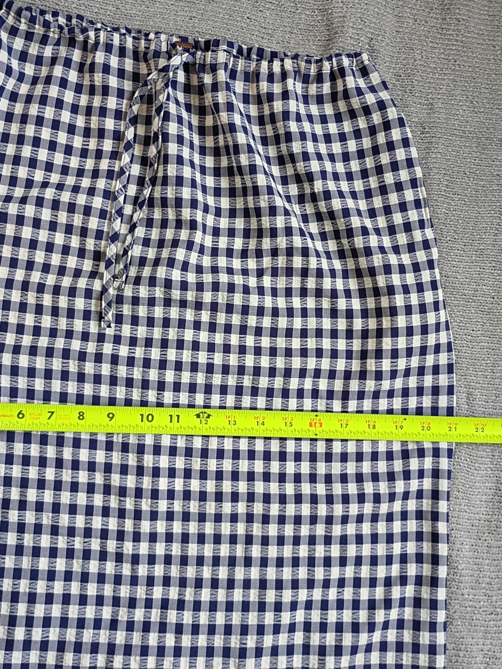 Free People Maxi Skirt woman Gingham Patter with Adjusts WaistTie Navy Blue S-P - Picture 4 of 11